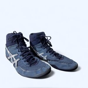 Asics Matcontrol 2 Mens Wrestling Shoes High Top Blue Boxing 1081A029 Size 13